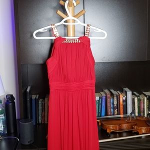 Sangria Bridesmaid Red Dress Size 2 Gold Chain